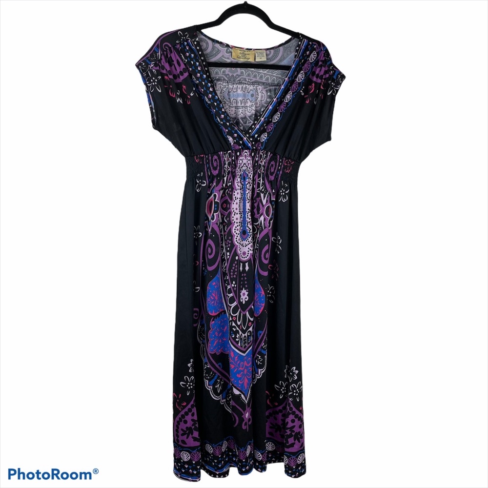 2/$15 Stevie & Lindsay Black and Purple Maxi Dress